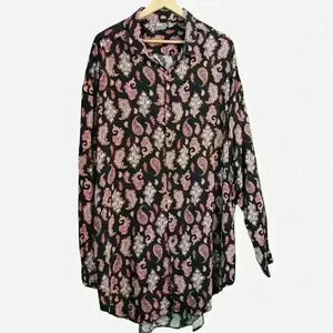 ASOS Women’s Shirt Dress Size 4XL Paisley Print Black Western 22/24‎